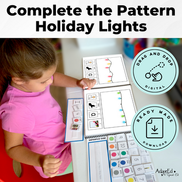 Finish the Pattern: Holiday Lights Adapted Book (Printable PDF + Interactive Digital) Wh Questions - AdaptEd4SpecialEd